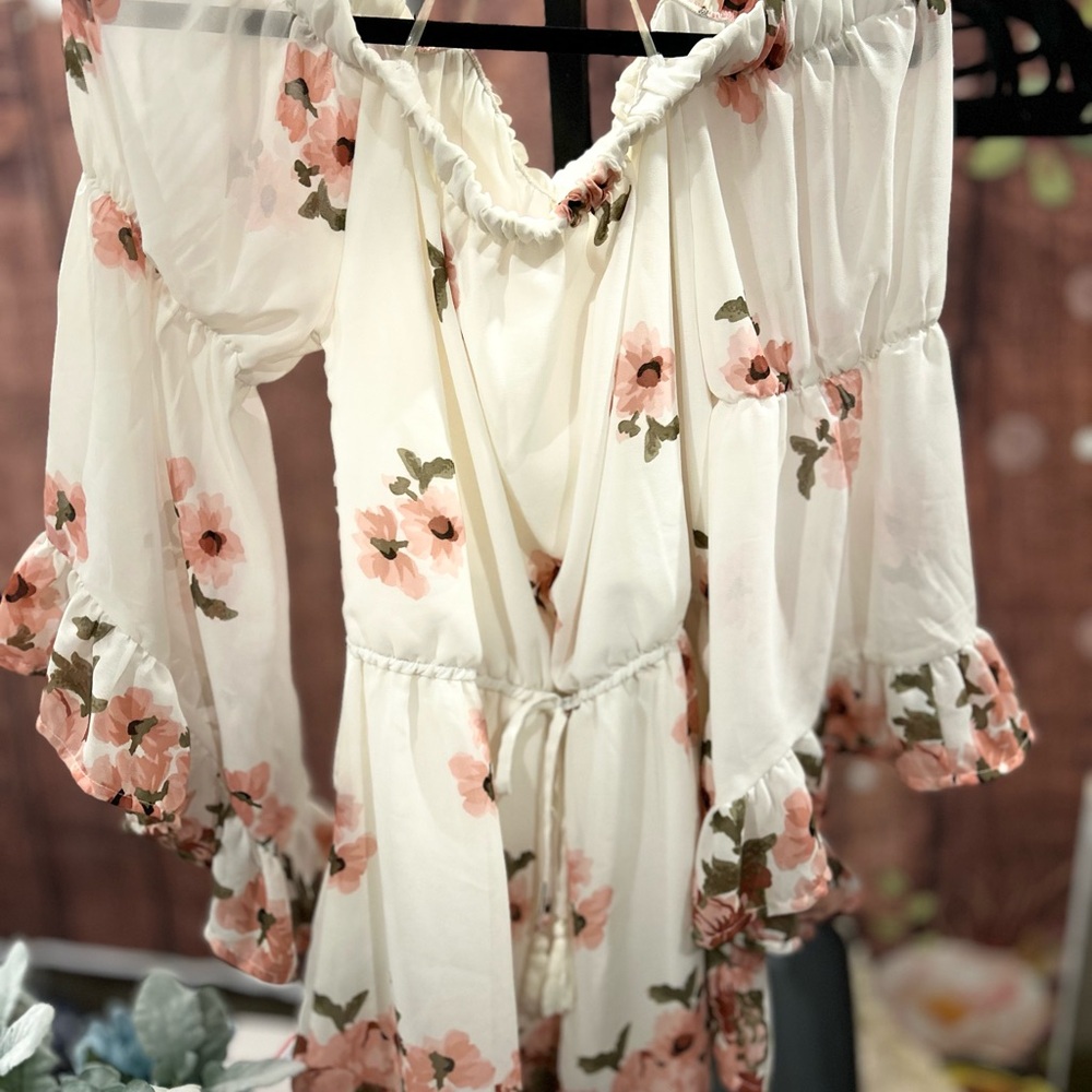 Blush Cream and Pink Floral romper